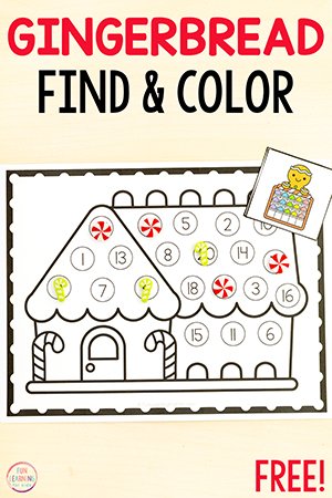 Gingerbread Find and Color the Number Activity