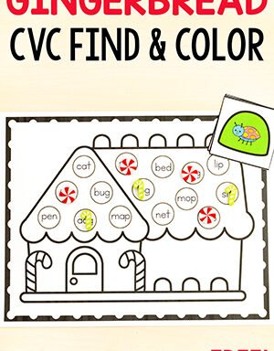 Gingerbread CVC Word Find and Color Sheets