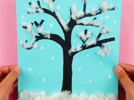 WInter Tree With Cotton Balls Craft